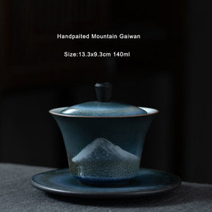LUWU ceramic gaiwan handpainted mountain porcelain tureen 140ml acacuss
