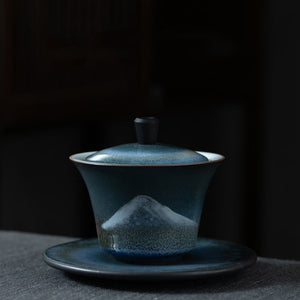 LUWU ceramic gaiwan handpainted mountain porcelain tureen 140ml acacuss