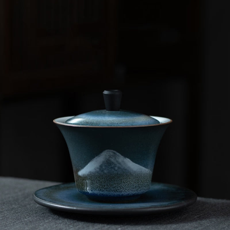 LUWU ceramic gaiwan handpainted mountain porcelain tureen 140ml acacuss