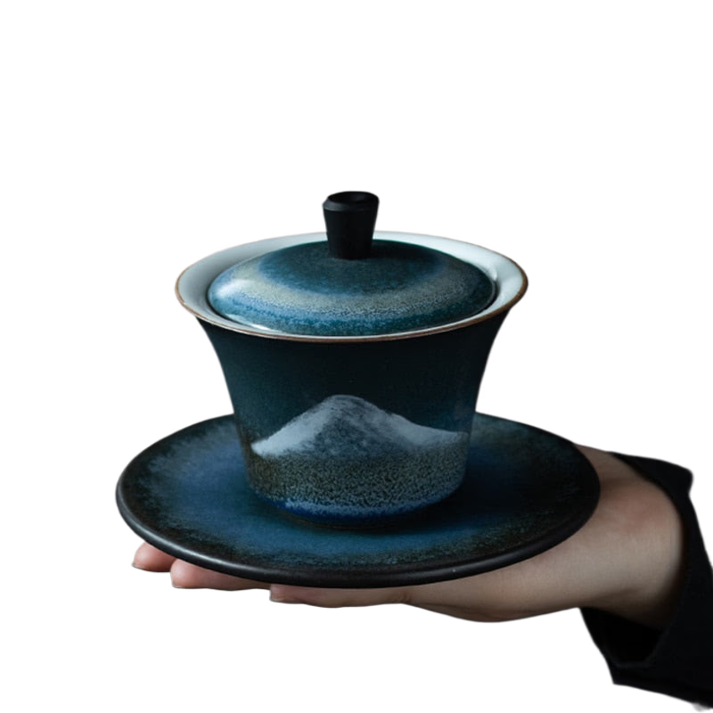 LUWU ceramic gaiwan handpainted mountain porcelain tureen 140ml acacuss