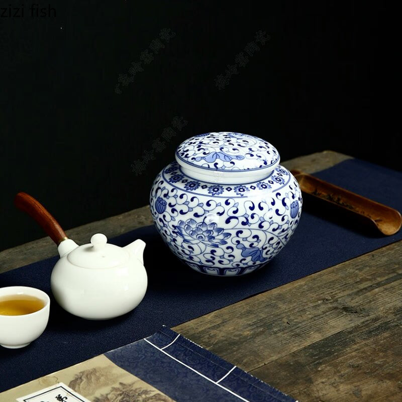 Large Ceramic Tea Caddy Sealed Jar Tea Box Storage Tank Medicinal Pot Candy Jar Tea Container Decor Storage Box Tea Organizer acacuss