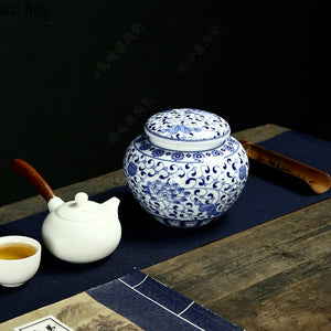 Large Ceramic Tea Caddy Sealed Jar Tea Box Storage Tank Medicinal Pot Candy Jar Tea Container Decor Storage Box Tea Organizer acacuss