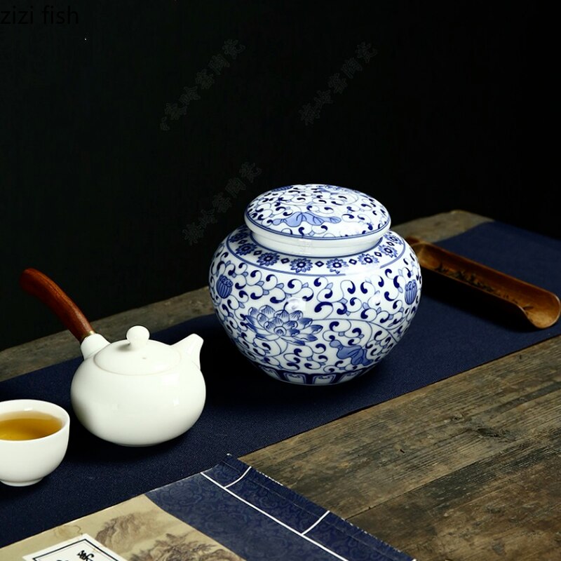 Large Ceramic Tea Caddy Sealed Jar Tea Box Storage Tank Medicinal Pot Candy Jar Tea Container Decor Storage Box Tea Organizer acacuss