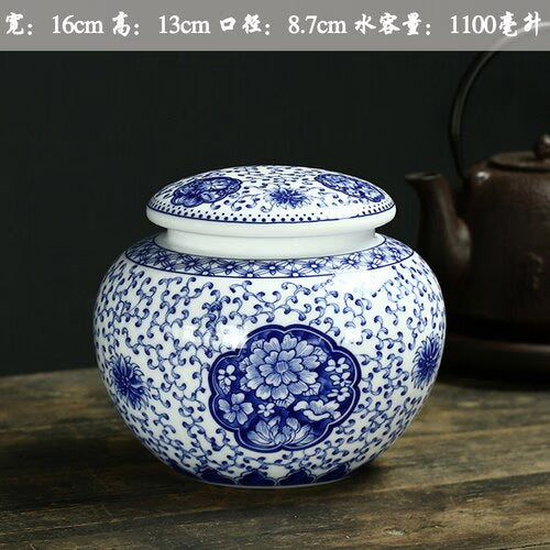 Large Ceramic Tea Caddy Sealed Jar Tea Box Storage Tank Medicinal Pot Candy Jar Tea Container Decor Storage Box Tea Organizer acacuss