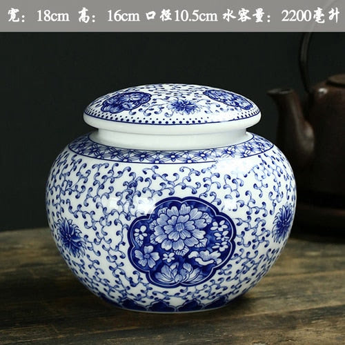 Large Ceramic Tea Caddy Sealed Jar Tea Box Storage Tank Medicinal Pot Candy Jar Tea Container Decor Storage Box Tea Organizer acacuss