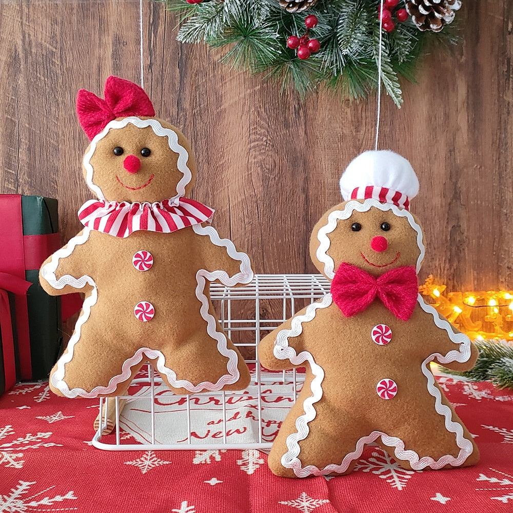Large Gingerbread Man Doll Christmas Plush Leg Dolls Xmas Tree Ornaments New Year Kids Gift 2023 Christmas Decorations for Home acacuss