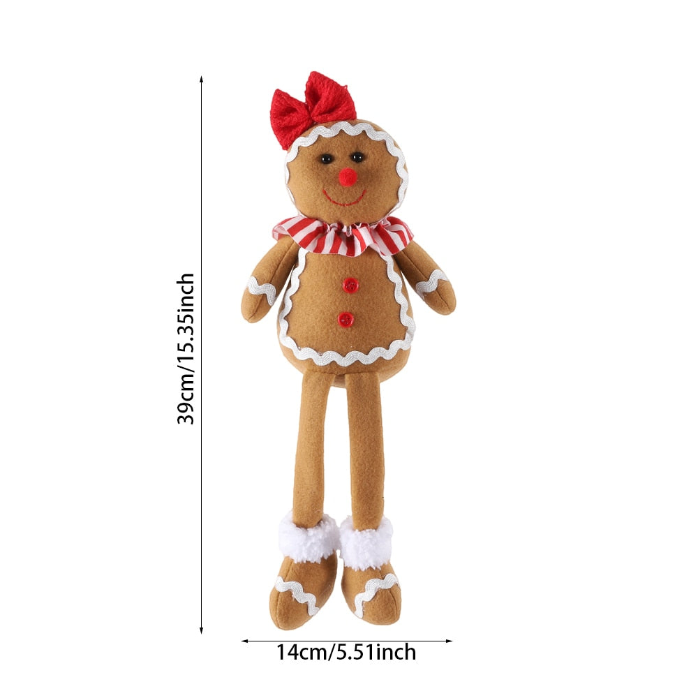 Large Gingerbread Man Doll Christmas Plush Leg Dolls Xmas Tree Ornaments New Year Kids Gift 2023 Christmas Decorations for Home acacuss