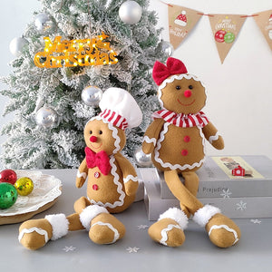 Large Gingerbread Man Doll Christmas Plush Leg Dolls Xmas Tree Ornaments New Year Kids Gift 2023 Christmas Decorations for Home acacuss