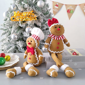 Large Gingerbread Man Doll Christmas Plush Leg Dolls Xmas Tree Ornaments New Year Kids Gift 2023 Christmas Decorations for Home acacuss