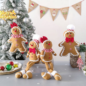 Large Gingerbread Man Doll Christmas Plush Leg Dolls Xmas Tree Ornaments New Year Kids Gift 2023 Christmas Decorations for Home acacuss