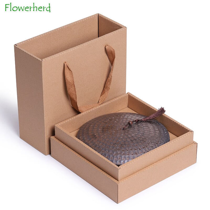 Large Hammered Ceramic Tea Caddy Pu'er Tea Wake Up Tea Pot Teaware Kung Fu Tea Set Coarse Pottery Tea Package Gift Box Storage acacuss