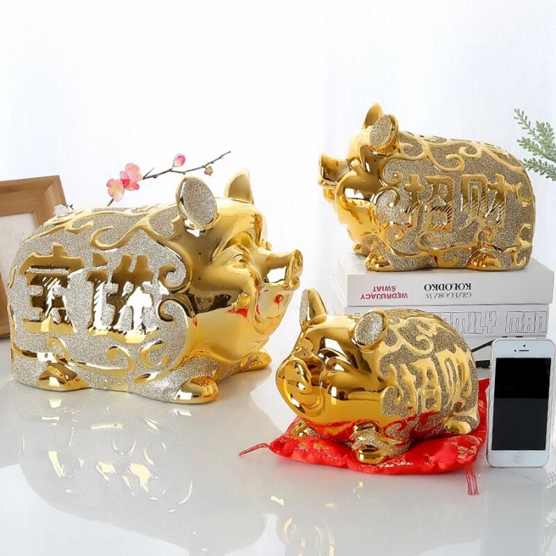 Large Pig Piggy Bank Deposit Box Safe Hidden Creative Ceramic Piggy Bank Gift Money Saving Hucha Infantil Pig Coin Bank M5B008 acacuss