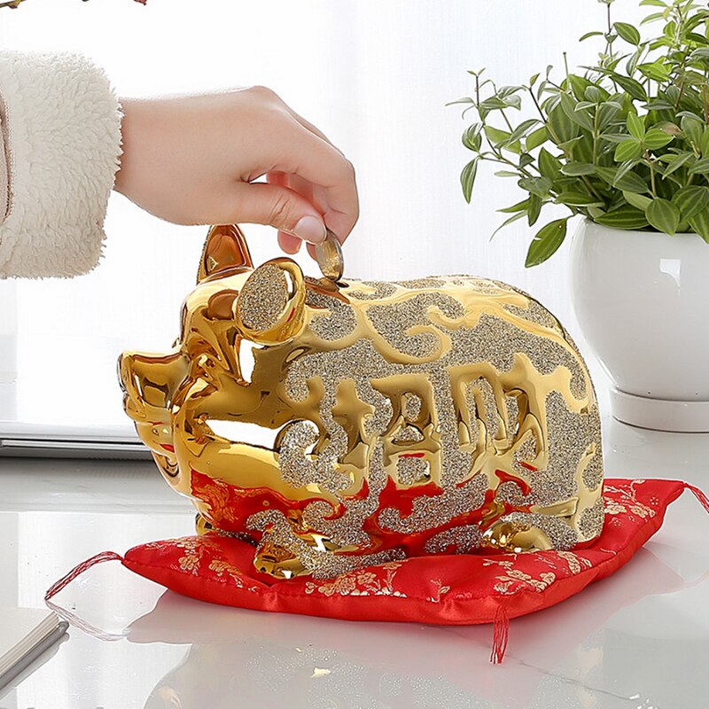 Large Pig Piggy Bank Deposit Box Safe Hidden Creative Ceramic Piggy Bank Gift Money Saving Hucha Infantil Pig Coin Bank M5B008 acacuss