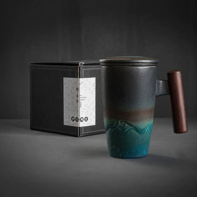 ACACUSS Large-capacity Mug, Ceramic Tea With Lid big tea cup with lid and infuser - Japanese Ceramic Tea Cup with Infuser  Coffee Cup - ACACUSS