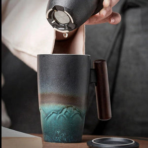 ACACUSS Large-capacity Mug, Ceramic Tea With Lid big tea cup with lid and infuser - Japanese Ceramic Tea Cup with Infuser  Coffee Cup - ACACUSS