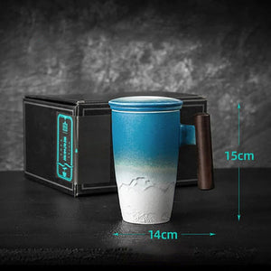 ACACUSS Large-capacity Mug, Ceramic Tea With Lid big tea cup with lid and infuser - Japanese Ceramic Tea Cup with Infuser  Coffee Cup - ACACUSS