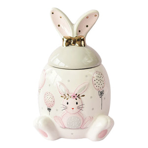 Large-capacity Pink Golden Rabbit Series Ceramic Tea Caddy Tea Container Home Cartoon Embossed Tea Storage Kitchen Canisters Set acacuss
