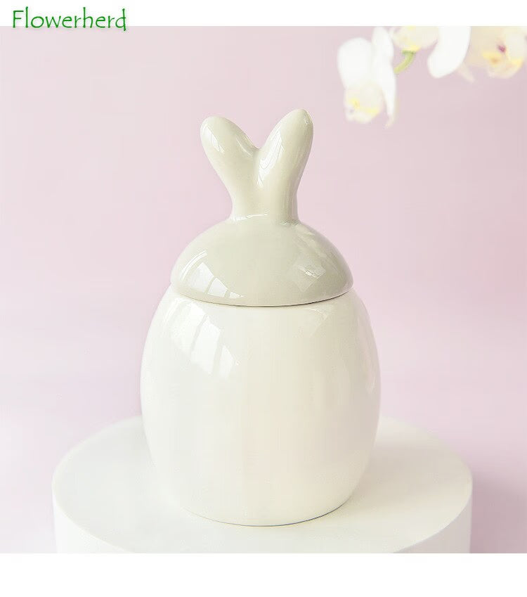 Large-capacity Pink Golden Rabbit Series Ceramic Tea Caddy Tea Container Home Cartoon Embossed Tea Storage Kitchen Canisters Set acacuss