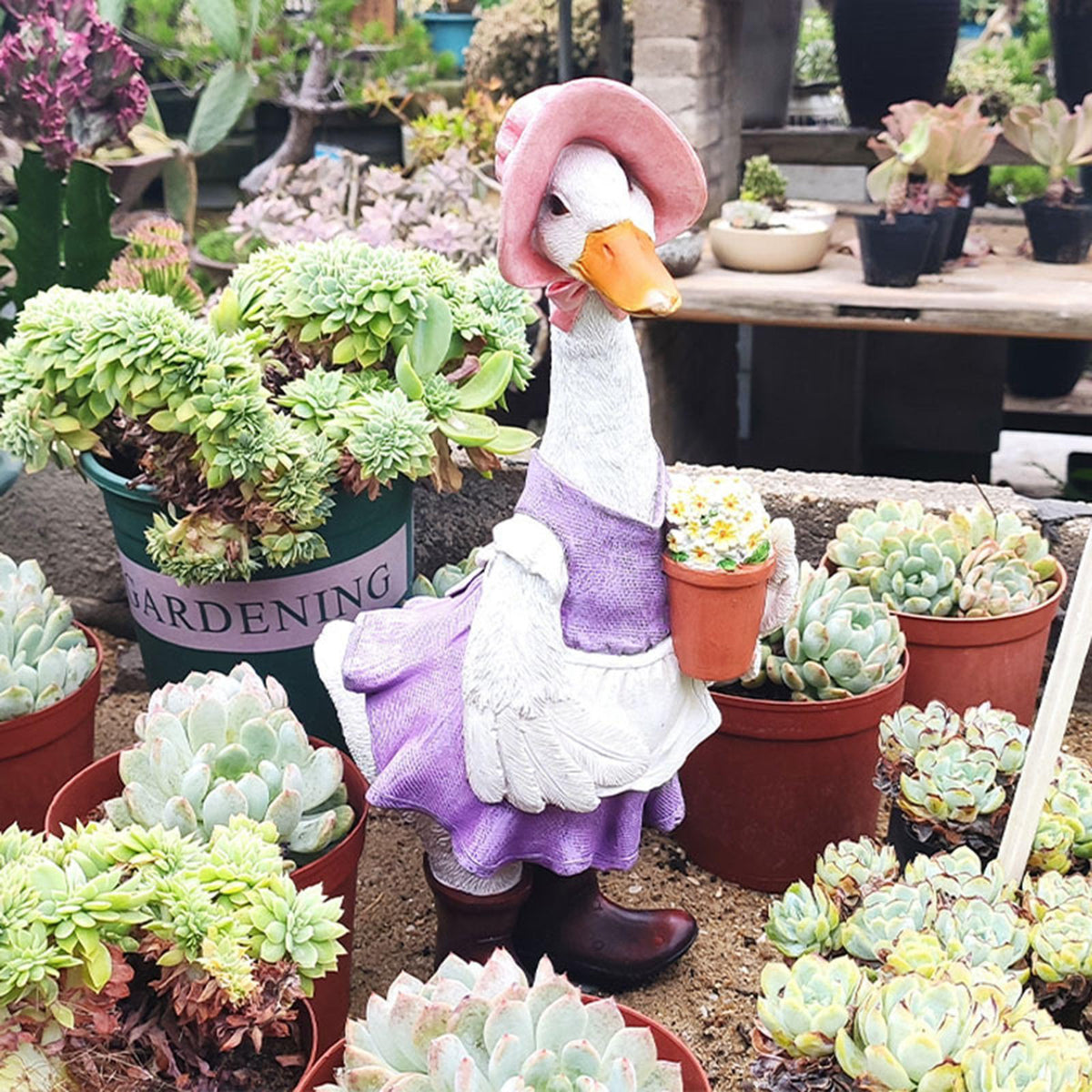 Lawn Decorative Figurine Mini Cute Resin Duck Model Toys Garden Ornaments Art Crafts for Outdoor Courtyard acacuss