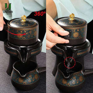 ACACUSS Lazy Semi Automatic Tea Set Household Whole Set I Japanese Ceramic Tea Cup with Infuser  I Ceramic Kung Fu Tea Set - ACACUSS