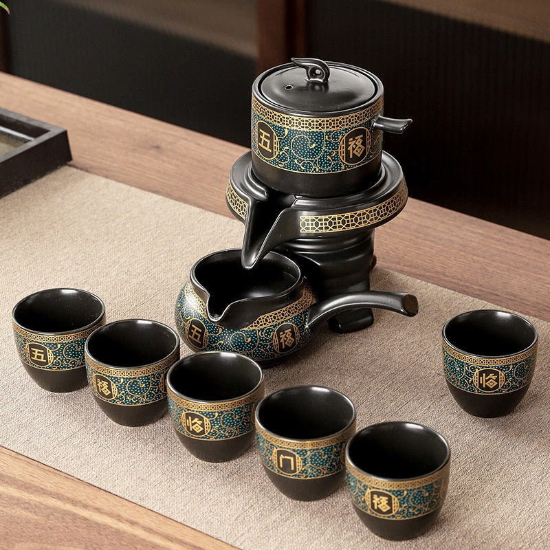 ACACUSS Lazy Semi Automatic Tea Set Household Whole Set I Japanese Ceramic Tea Cup with Infuser  I Ceramic Kung Fu Tea Set - ACACUSS