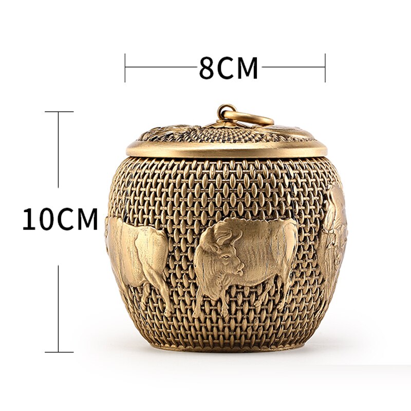 Light Luxury Brass Tea Pot Household Tea Bag Storage Pot Handmade Art Teapot Pu'er Tea Storage Pot Living Room Decoration acacuss