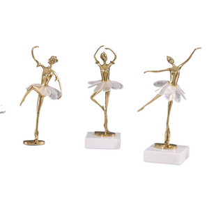Light Luxury Crystal Brass Ballet Dancing Girl Human Sculpture Fairy Porch Desktop Decoration Home Decoration Birthday Present acacuss