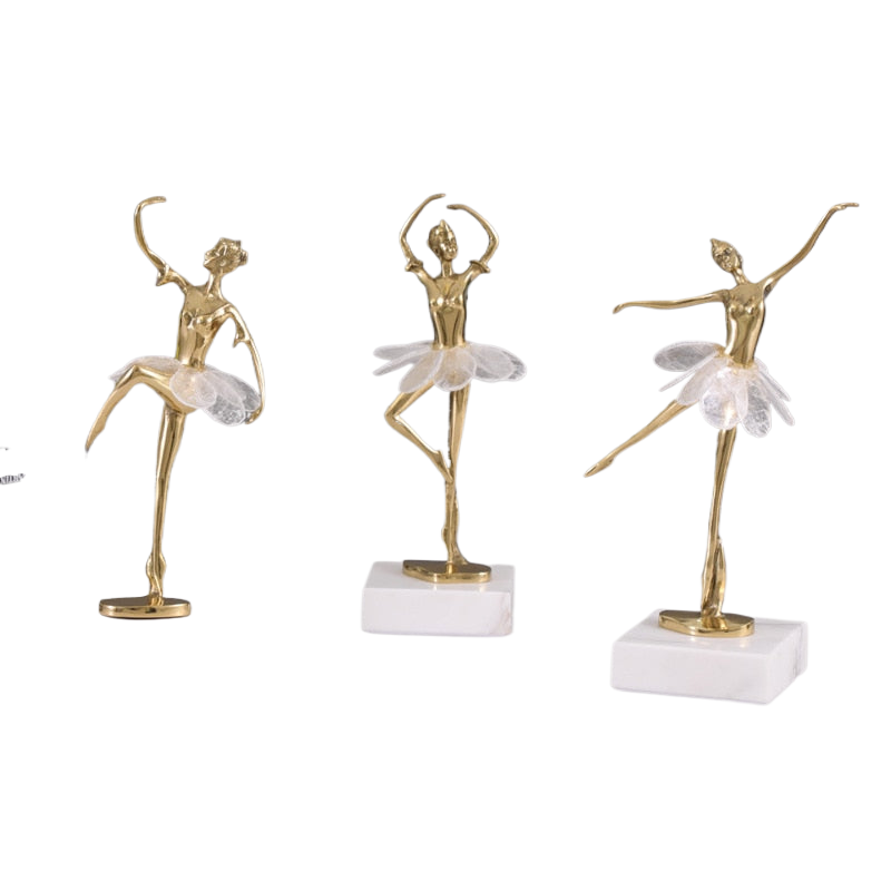 Light Luxury Crystal Brass Ballet Dancing Girl Human Sculpture Fairy Porch Desktop Decoration Home Decoration Birthday Present acacuss
