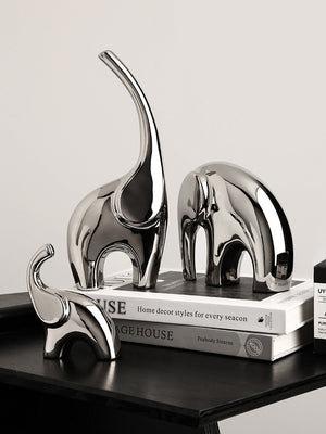 Light Luxury Home Furnishings Electroplating Silver Elephant Crafts Living Room Wine Cabinet TV Cabinet Decorations Ornaments acacuss