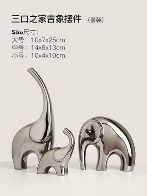 Light Luxury Home Furnishings Electroplating Silver Elephant Crafts Living Room Wine Cabinet TV Cabinet Decorations Ornaments acacuss