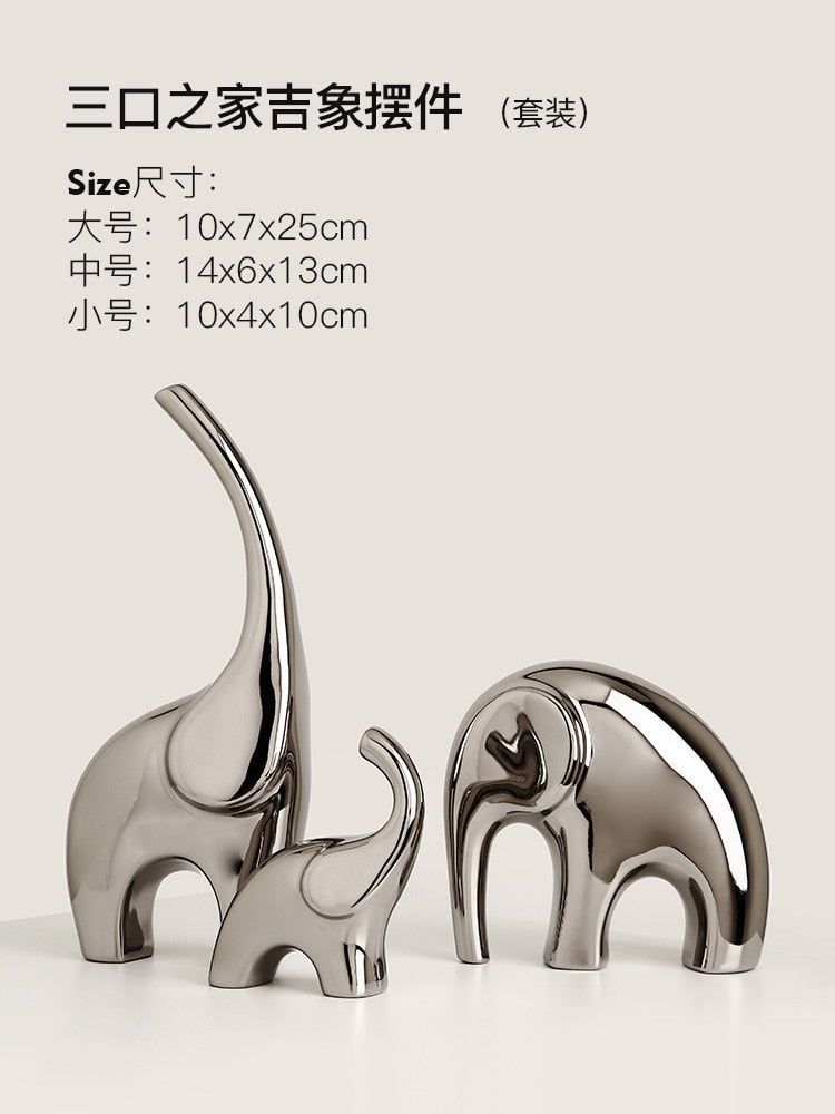 Light Luxury Home Furnishings Electroplating Silver Elephant Crafts Living Room Wine Cabinet TV Cabinet Decorations Ornaments acacuss