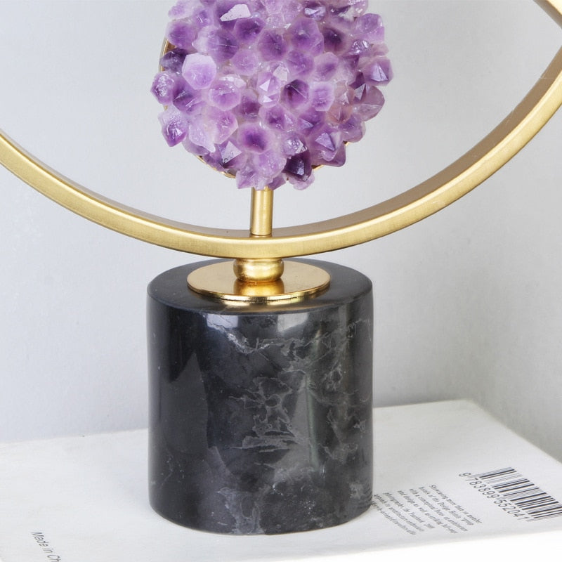 Light Luxury Metal Lucky Ornament Purple Crystal Eye Creative Crafts Living Room Decoration Opening Gift Home Decor Accessories acacuss