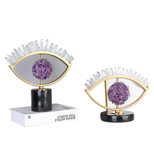 Light Luxury Metal Lucky Ornament Purple Crystal Eye Creative Crafts Living Room Decoration Opening Gift Home Decor Accessories acacuss
