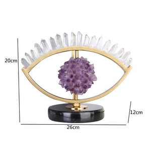 Light Luxury Metal Lucky Ornament Purple Crystal Eye Creative Crafts Living Room Decoration Opening Gift Home Decor Accessories acacuss