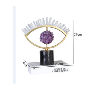 Light Luxury Metal Lucky Ornament Purple Crystal Eye Creative Crafts Living Room Decoration Opening Gift Home Decor Accessories acacuss