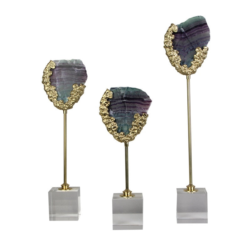 Light Luxury Natural Crystal Stone Green Fluorite Lucky Decoration Geometric Crafts Art Ornament Opening Gift Home Decoration acacuss