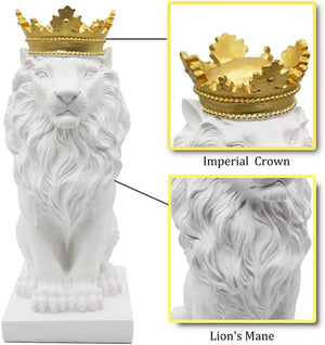 Lion Animal Figurines Resin Crown Lions Statue Handmade Artwork Gift Home Office Decor Ornament Living Room Desk Home Decor acacuss