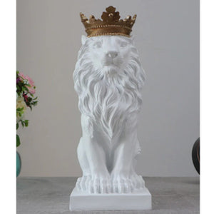 Lion Animal Figurines Resin Crown Lions Statue Handmade Artwork Gift Home Office Decor Ornament Living Room Desk Home Decor acacuss