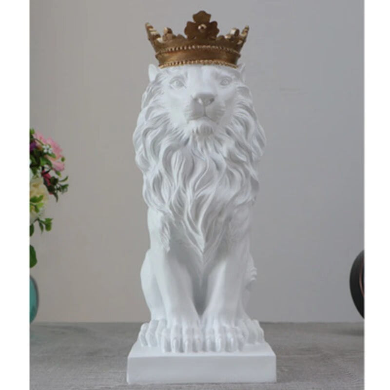 Lion Animal Figurines Resin Crown Lions Statue Handmade Artwork Gift Home Office Decor Ornament Living Room Desk Home Decor acacuss