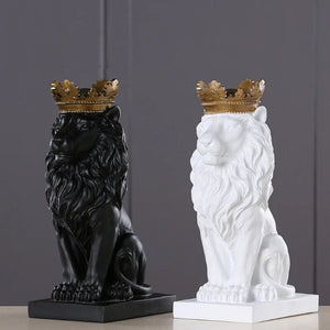 Lion Animal Figurines Resin Crown Lions Statue Handmade Artwork Gift Home Office Decor Ornament Living Room Desk Home Decor acacuss