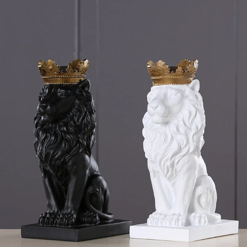 Lion Animal Figurines Resin Crown Lions Statue Handmade Artwork Gift Home Office Decor Ornament Living Room Desk Home Decor acacuss