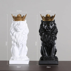 Lion Animal Figurines Resin Crown Lions Statue Handmade Artwork Gift Home Office Decor Ornament Living Room Desk Home Decor acacuss