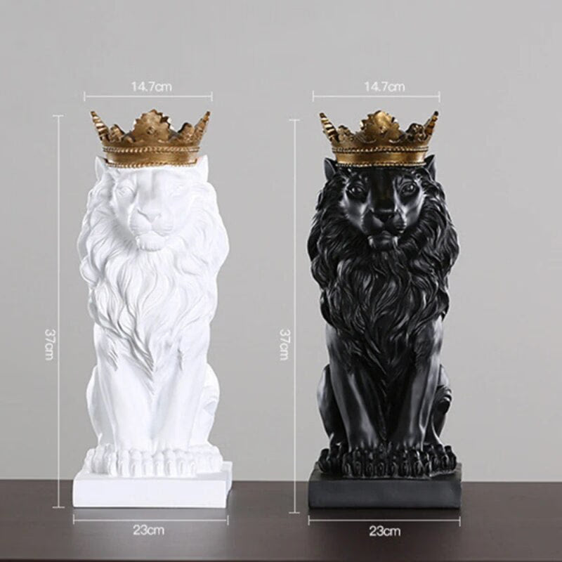 Lion Animal Figurines Resin Crown Lions Statue Handmade Artwork Gift Home Office Decor Ornament Living Room Desk Home Decor acacuss
