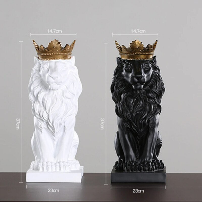 Lion Animal Figurines Resin Crown Lions Statue Handmade Artwork Gift Home Office Decor Ornament Living Room Desk Home Decor acacuss