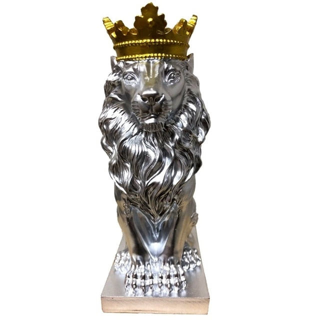 Lion Animal Figurines Resin Crown Lions Statue Handmade Artwork Gift Home Office Decor Ornament Living Room Desk Home Decor acacuss