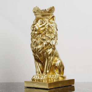 Lion Animal Figurines Resin Crown Lions Statue Handmade Artwork Gift Home Office Decor Ornament Living Room Desk Home Decor acacuss
