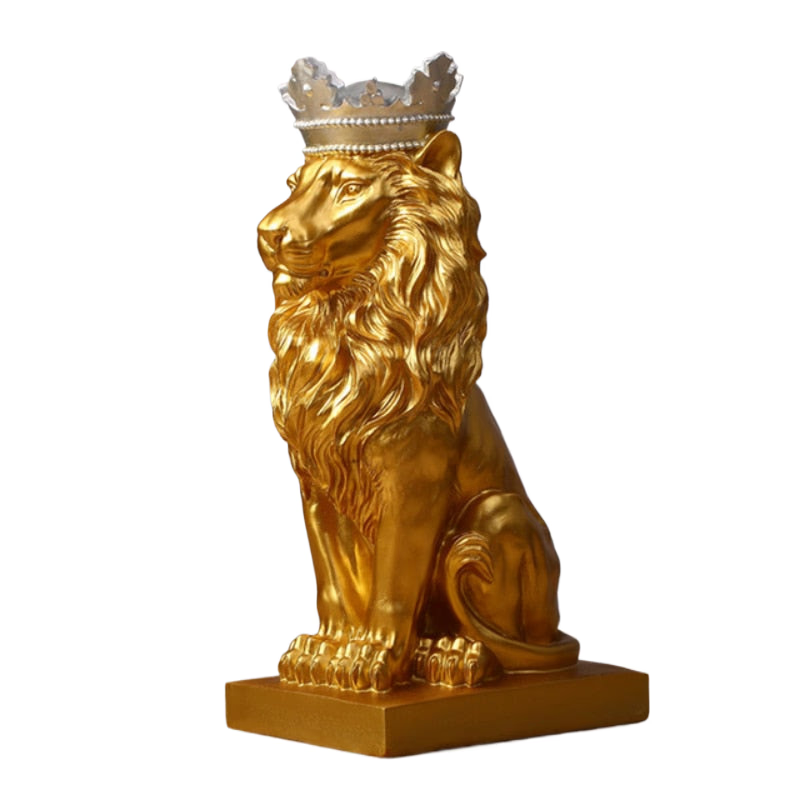 Lion Animal Figurines Resin Crown Lions Statue Handmade Artwork Gift Home Office Decor Ornament Living Room Desk Home Decor acacuss