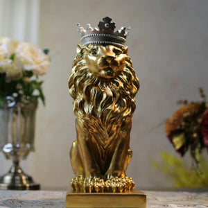 Lion Animal Figurines Resin Crown Lions Statue Handmade Artwork Gift Home Office Decor Ornament Living Room Desk Home Decor acacuss