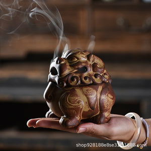 Lion Incense Burner Ceramic Incense Burner Zen Agarwood Plate Tea Table Household Ceramic Sandalwood Stove Ornaments acacuss