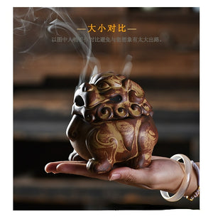 Lion Incense Burner Ceramic Incense Burner Zen Agarwood Plate Tea Table Household Ceramic Sandalwood Stove Ornaments acacuss